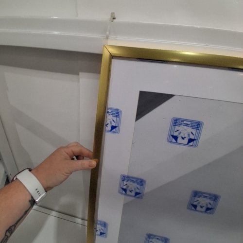 AMERICAN FLAT POSTER FRAME WITH POLISHED PLEXIGLASS - 28'' X 40'' - GOLD ( MODEL: WMW2840PBRASS2436 ) image 4