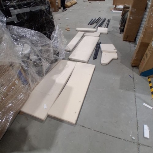 HAUOMS UPHOLSTERED 2-IN-1 FLOOR BED FRAME - TWIN - BEIGE (MODEL: AJ-DJ504899_1) image 2