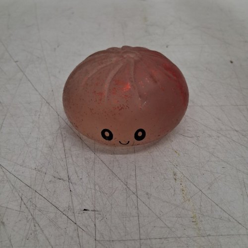 DUMPLING SQUISHY SENSORY STRESS-RELIEF TOY - 4" - TRANSLUCENT GLITTER RED image 2