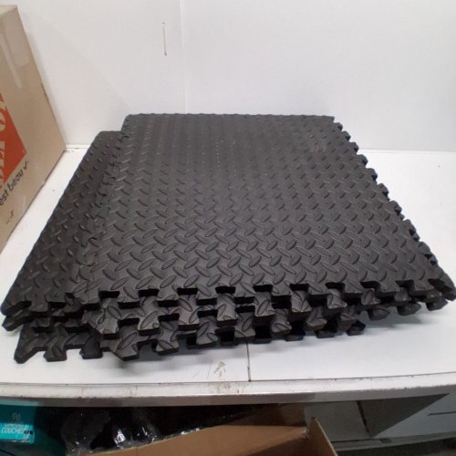 6PK CAP BARBELL T-PATTERN EXERCISE MAT -24" X 24" - BLACK (MODEL: MTIS-1206T) image 2