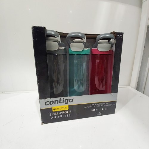 3PK CONTIGO SPILL-PROOF WATER BOTTLES - 709 ML / 24 OZ - SMOKE / GRAYED JADE / SANGRIA (MODEL: 1177790) image 3