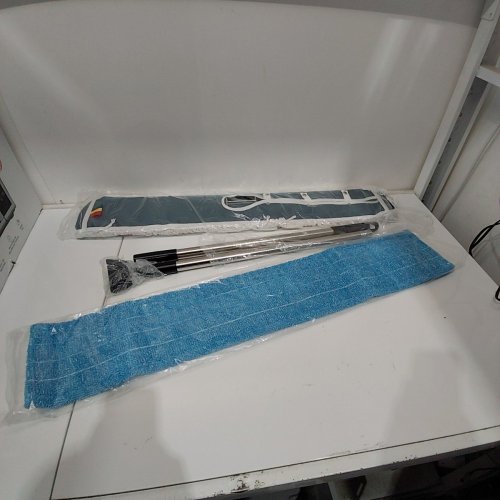 3PC ALMCMY COMMERCIAL DUST MOPS WITH 50" STAINLESS STEEL HANDLE, 1 INDUSTRIAL DRY MOP & 1INDUSTRIAL FLAT MOP LARGE DUST - 42" - BLUE (MODEL: 13003) image 2