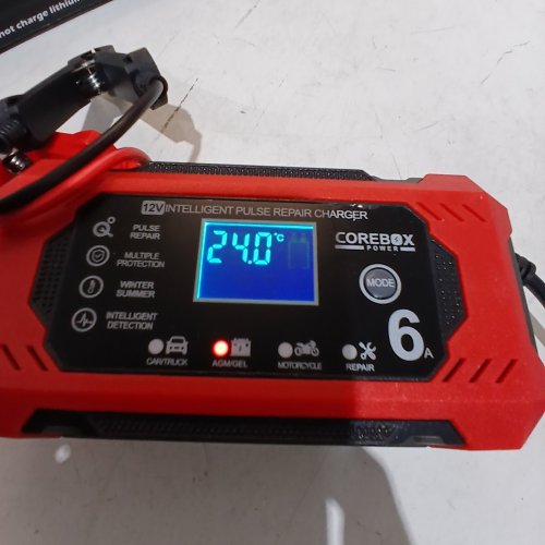 COREBOX SMART BATTERY CHARGER AND MAINTAINER - 12 V 6A - RED AND BLACK (MODEL: 6A-R) image 2