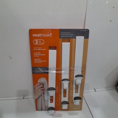 3PK NEATFREAK! OVER-THE-DOOR NON-SLIP HOOKS - WHITE/GREY (MODEL: 1993761) image 2