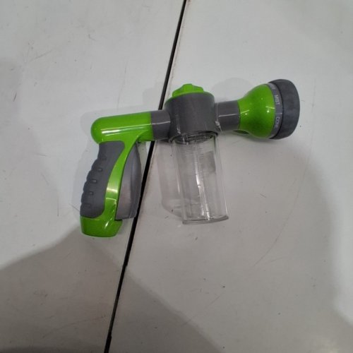 CAR WASH GARDEN HOSE NOZZLE WITH SOAP DISPENSER - 8 MODES - GREY/GREEN image 2