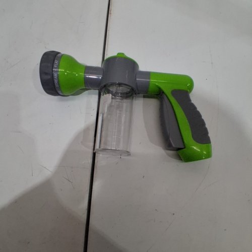 CAR WASH GARDEN HOSE NOZZLE WITH SOAP DISPENSER - 8 MODES - GREY/GREEN image 3