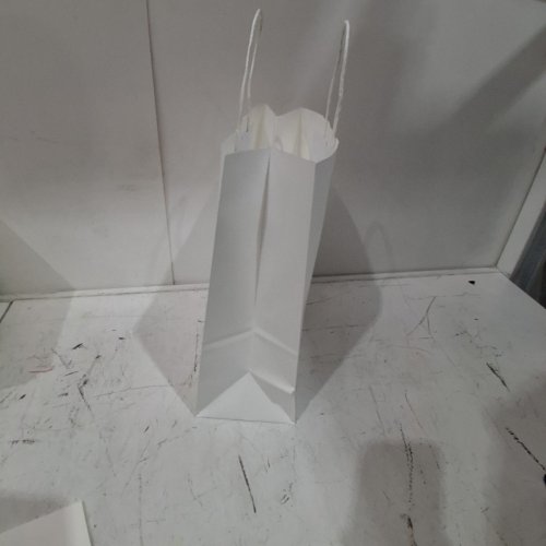 100PC PAPER BAGS WITH HANDLES - 10" X 5" X 13" - WHITE image 6