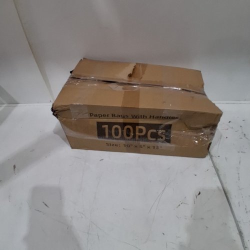 100PC PAPER BAGS WITH HANDLES - 10" X 5" X 13" - WHITE image 7