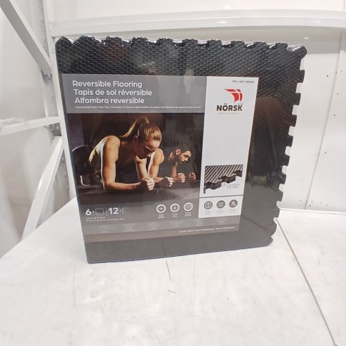 6PK NORSK REVERSIBLE FOAM FLOORING - 24" X 24" - 24SQ.FT - GREY/BLACK (MODEL: 1900505) image 2