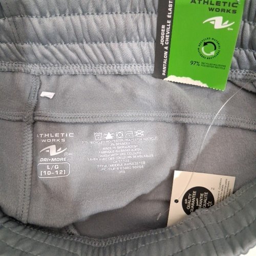 BOYS ATHLETIC WORKS FLEECE JOGGERS - LARGE (10-12) - GREY image 2