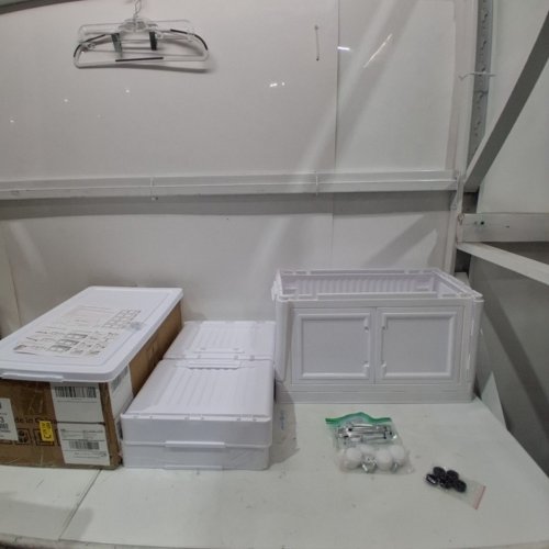 NAVICONVEX 3-TIER FOLDABLE STORAGE CABINET WITH DOORS - 43.7" X 15.4" X 29" - WHITE - (MODEL: 5503) image 3