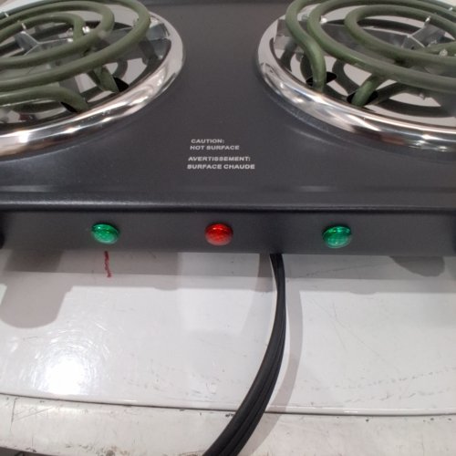 SALTON PORTABLE ELECTRIC HOT PLATE DOUBLE BURNER COOKTOP - 1800W - BLACK (MODEL: HP1941) image 2