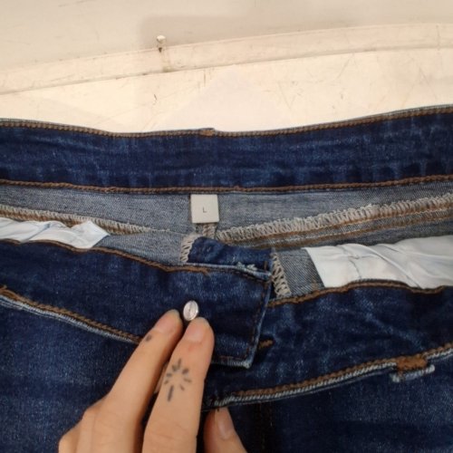 WOMENS DENIM PENCIL SKIRT - LARGE - DARK DENIM image 2
