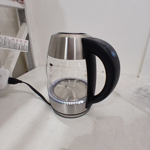 CHEFMAN EASY STEEP CORDLESS ELECTRIC GLASS KETTLE- 1.8L CAPACITY - STAINLESS STEEL (MODEL: RJ11-18-TI-CA) image 2