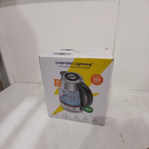 CHEFMAN EASY STEEP CORDLESS ELECTRIC GLASS KETTLE- 1.8L CAPACITY - STAINLESS STEEL (MODEL: RJ11-18-TI-CA) image 5