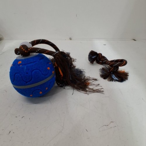 SMART DOG TOY BALL WITH ROPE - BLUE, BROWN/ORANGE image 2