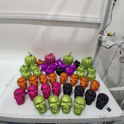 42PC WAY TO CELEBRATE! GLITTER PUMPKIN AND SKULL DECORATIONS - MULTICOLOR image 2