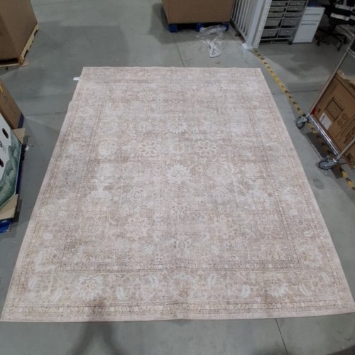 DECORATIVE PATTERNED POLYESTER FLOOR AREA RUG - 8FT X 10FT - BEIGE image 2