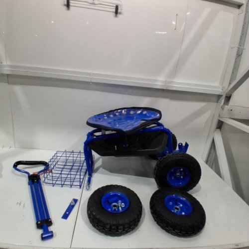 VEVOR GARDEN CART ROLLING WORK SEAT WITH WHEELS - 300LBS MAX - BLUE image 2