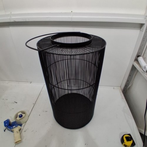 METAL WIRE MESH ROUND BODY LANTERN WITH HANDLE - 26" - BLACK image 2