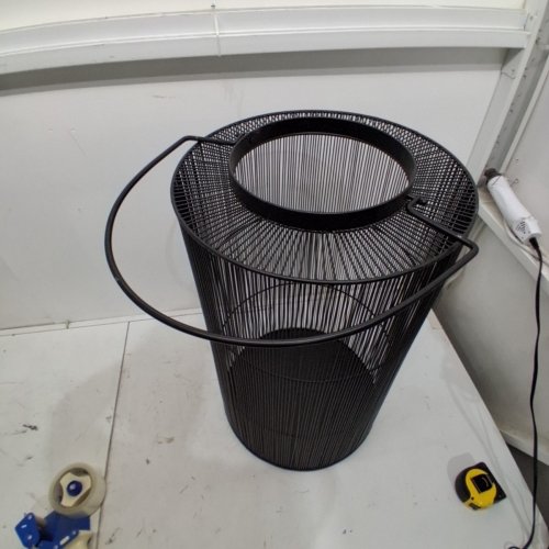 METAL WIRE MESH ROUND BODY LANTERN WITH HANDLE - 26" - BLACK image 3