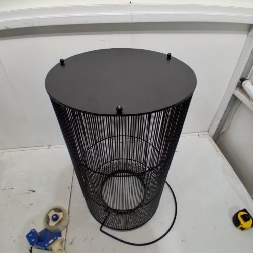 METAL WIRE MESH ROUND BODY LANTERN WITH HANDLE - 26" - BLACK image 4