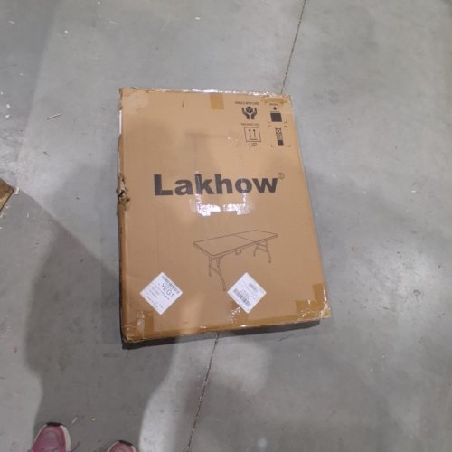 LAKHOW RECTANGULAR PLASTIC FOLDING TABLE WITH BUILT IN CARRY HANDLE - 6FT - WHITE/GREY (MODEL: LAKHOW-180CZ) image 5