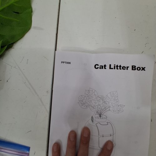 FEANDREA CAT LITTER BOX WITH FAKE PLANT - 19.2" X 19.2" X 23.2" - WHITE (UPPT006W101) image 2