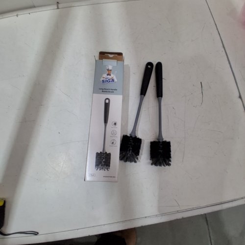 2PK MR SIGA LONG HANDLE BOTTLE BRUSH - 12.9" X 2.3" - GREY/BLACK image 2