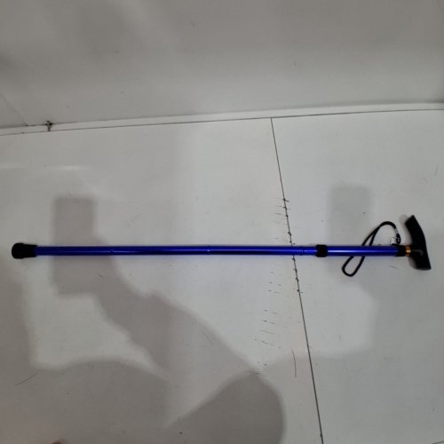 FOLDING LIGHTWEIGHT WALKING STICK - ADJUSTABLE ALUMINUM METAL COLLAPSIBLE TRAVEL CANE WITH NON-SLIP RUBBER BASE- ADJUSTABLE 33" - 37" - BLUE image 3
