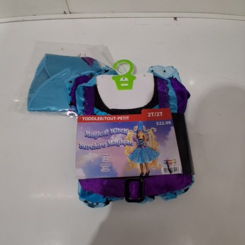 2PC TODDLER MAGICAL WITCH COSTUME DRESS AND HAT - 2T - BLUE/PURPLE image 2