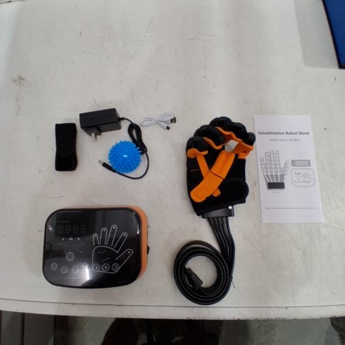 ROBOTIC GLOVE FOR HAND REHABILITATION/TRAINING - FINGER THERAPY FOR STROKE/HEMIPLEGIA/CEREBRAL PALSY REHABILITATION - MEDIUM - RIGHT HAND - ORANGE/BLACK image 3