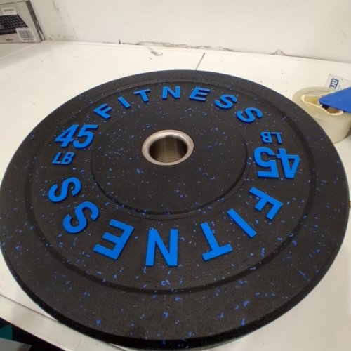 HI-TEMP BUMPER BARBELL PLATE - - 2" - 45LBS - BLACK/BLUE (MODEL: PP-G45P) image 2