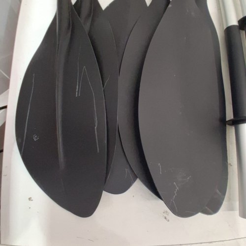 5PC INTEX INFLATABLE BOAT ACCESSORY REPLACEMENTS - OARS, PUMP & FIN - GREY/BLACK image 3