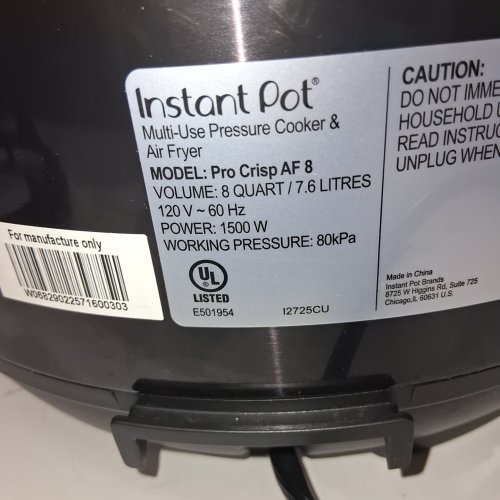 INSTANT POT 11-IN-1 MULTI-USE PRO CRISP + AIR FRYER PRESSURE COOKER - 8 QT. CAPACITY - BLACK image 3
