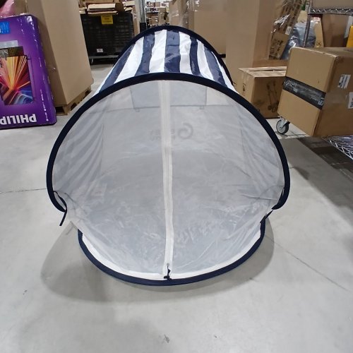 BABY MOOV COLLAPSIBLE FOLDABLE ANTI-UV TENT WITH VELCRO DOOR AND CARRY BAG - 36" X 34" X 39" - UPF 50+ - BLUE AND WHITE STRIPES image 3