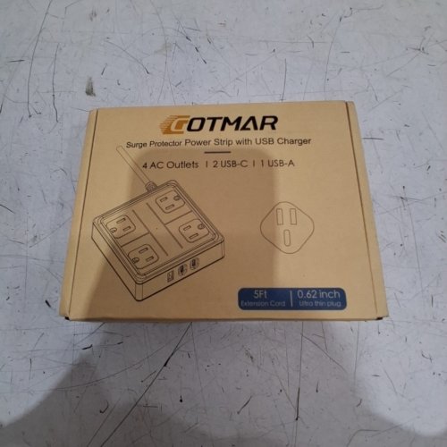 GOTMAR FLAT PLUG POWER BAR WITH USB C - 5FT - WHITE (MODEL: WT-2301-PL) image 2