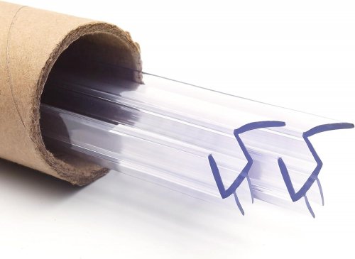 SHOWER DOOR BOTTOM SEAL PVC STRIP - FOR 5/16" THICK FRAMELESS GLASS DOOR PANEL - 39" - CLEAR (ITEM: JT309D5-8-2) image 2