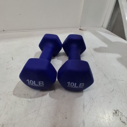 2PK AMAZON BASICS NEOPRENE DUMBBELL HAND WEIGHTS - 10LBS EACH - BLUE (MODEL: DB1001) image 2
