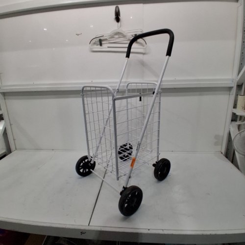 HEAVY DUTY METAL 4-WHEEL UTILITY SHOPPING CART - 100LBS MAX/75L - WHITE image 2
