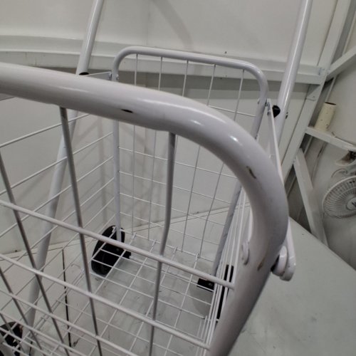 HEAVY DUTY METAL 4-WHEEL UTILITY SHOPPING CART - 100LBS MAX/75L - WHITE image 3