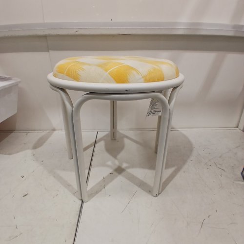 THRESHOLD METAL ROUND TRAVEL ACCENT PATIO STOOL - WHITE AND YELLOW image 3