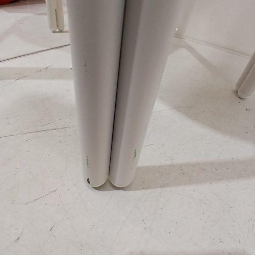 THRESHOLD METAL ROUND TRAVEL ACCENT PATIO STOOL - WHITE AND YELLOW image 4