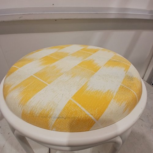 THRESHOLD METAL ROUND TRAVEL ACCENT PATIO STOOL - WHITE AND YELLOW image 5