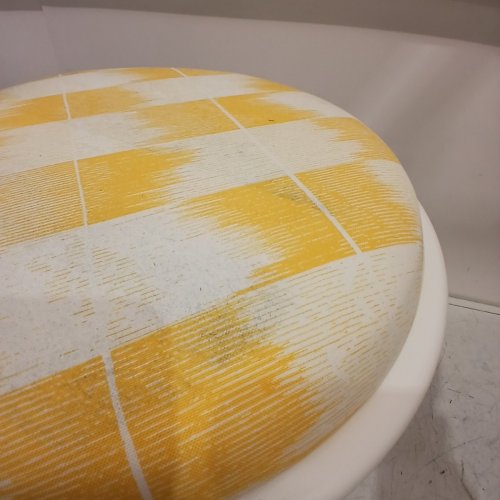 THRESHOLD METAL ROUND TRAVEL ACCENT PATIO STOOL - WHITE AND YELLOW image 6