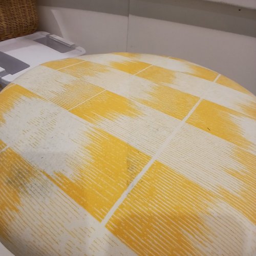 THRESHOLD METAL ROUND TRAVEL ACCENT PATIO STOOL - WHITE AND YELLOW image 7