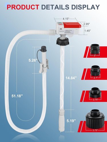 PORTABLE FUEL TRANSFER PUMP FOR GASOLINE & DIESEL - 3.2GPM - 51" (MODEL: FN901A-USB) image 2