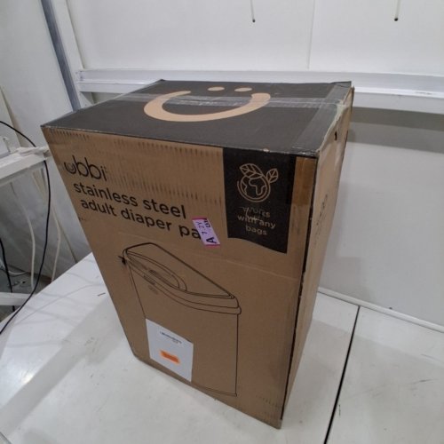 UBBI STAINLESS STEEL ADULT DIAPER PAIL WITH ODOR LOCKING, WORKS WITH ANY BAGS - 13GAL - WHITE (MODEL:10800) image 2