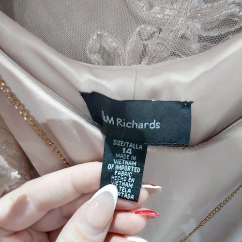 2PC WOMEN'S R&M RICHARDS DRESS & JACKET - SIZE 14 - CHAMPAGNE (STYLE : 1876P) image 3