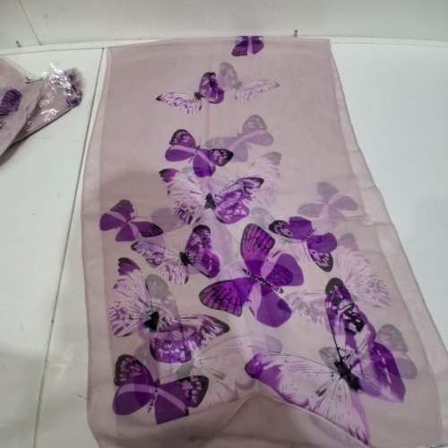12PK SHEER BUTTERFLY PRINT TABLE RUNNERS - 17" X 60" - PURPLE/WHITE image 4